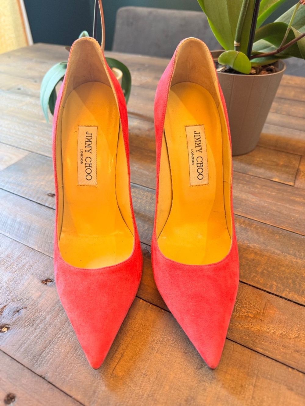 Jimmy Choo Fuchsia Suede Anouk 38.5 - Picture 2 of 8